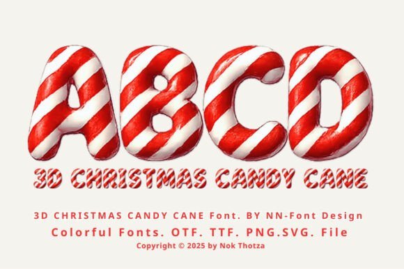 3d Christmas Candy Cane Font - Featured Image