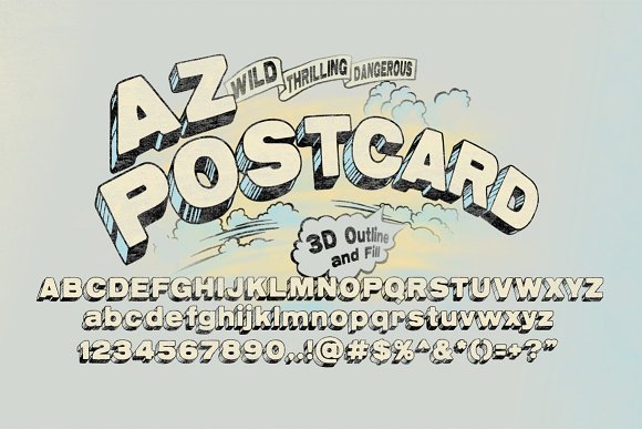 AZ Postcard 3D Font - Featured Image