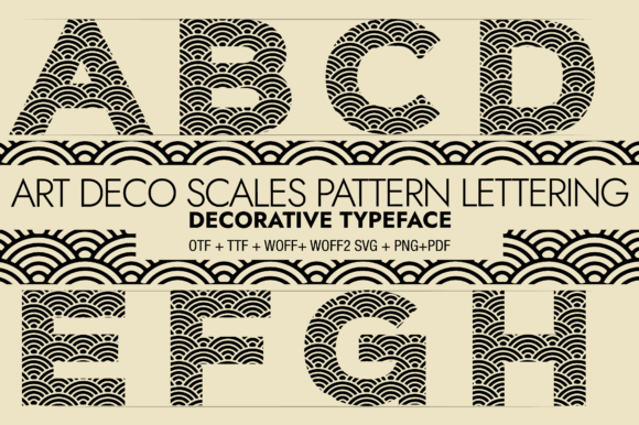 Art Deco Scales Pattern Lettering Font - Featured Image