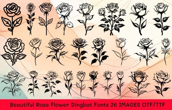 Beautiful Rose Flower Font - Featured Image