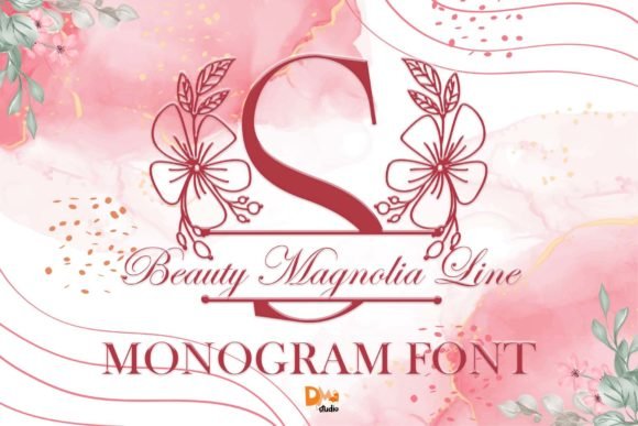 Beauty Magnolia Line Monogram Font - Featured Image