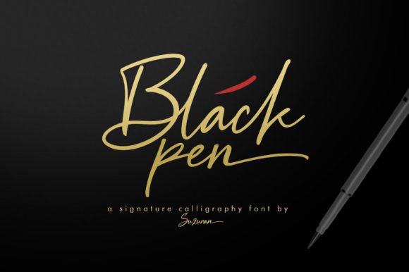 Black Pen Script Font - Featured Image