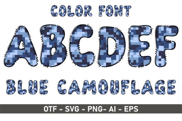 Blue Camouflage Font - Featured Image