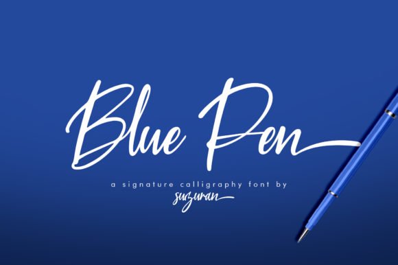 Blue Pen Script Font - Featured Image