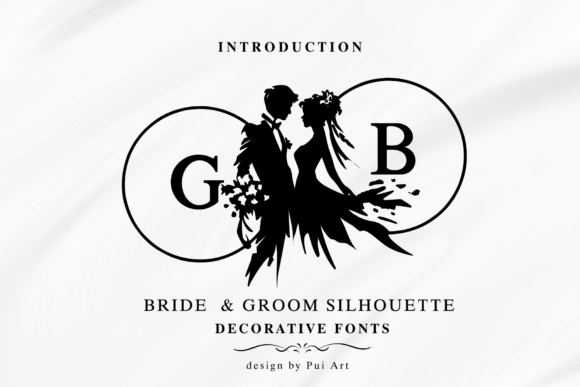 Bride & Groom Silhouette Monogram Font - Featured Image