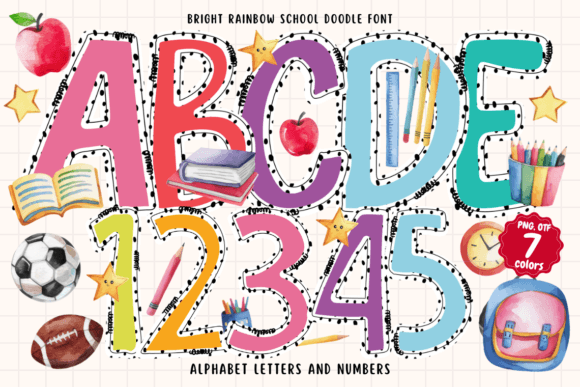 Bright Rainbow School Doodle Font - Featured Image