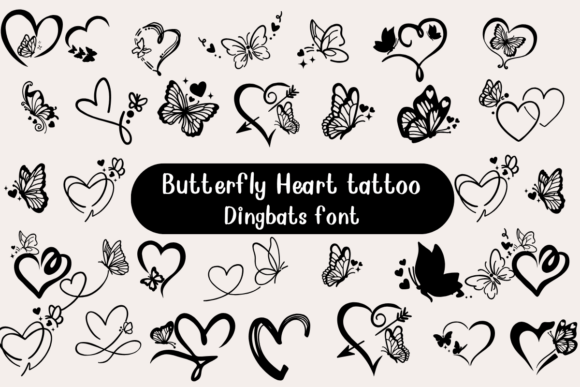 Butterfly Heart Tattoo Font - Featured Image