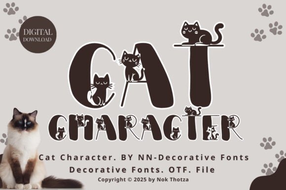 Cat Character Font - Featured Image