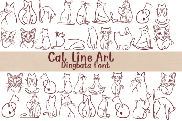 Cat Line Art Font - Featured Image